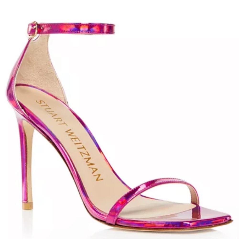 🌹STUART WEITZMAN🌹 Nudistcurve 100mm Sandals Iridescent Pink Size: 6.5 - Picture 4 of 13